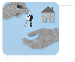 Image of a handover of a set of keys in front of a house representing a streamlined workflow.